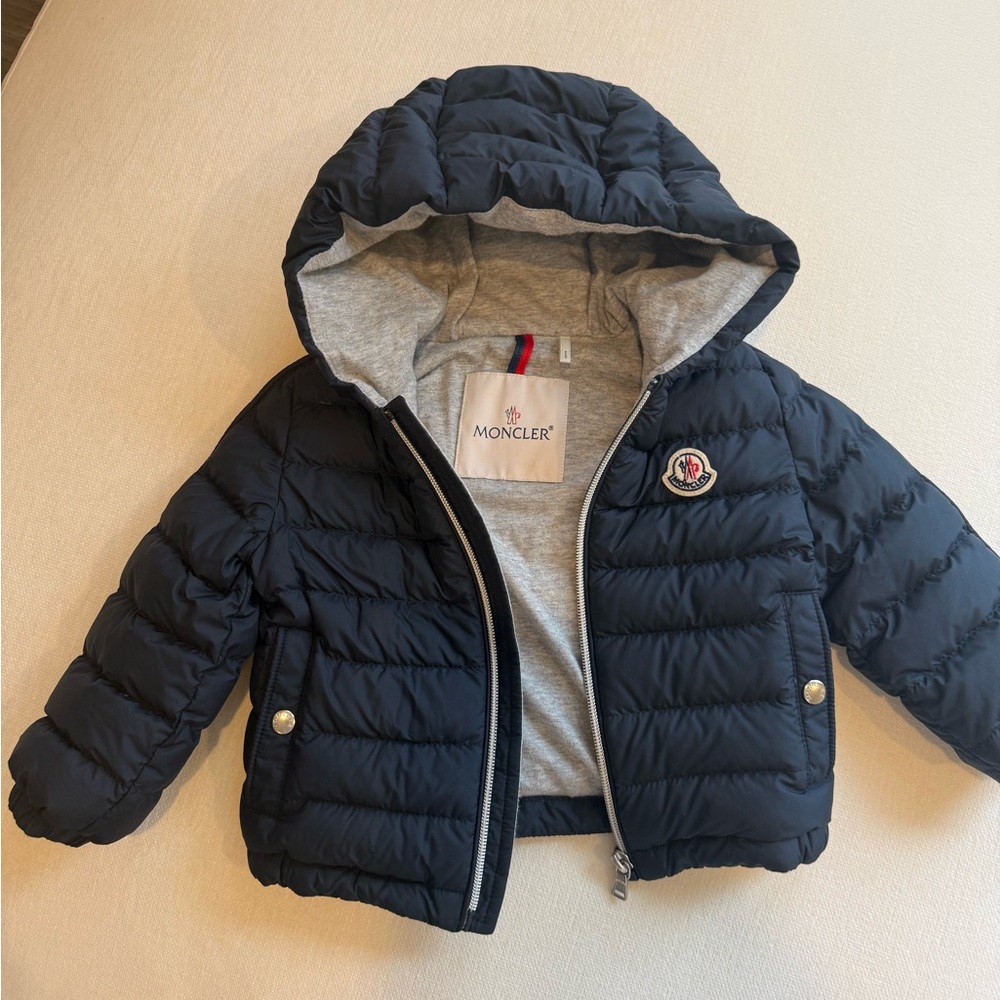 Moncler Kids Navy Puffer Jacket with Hood